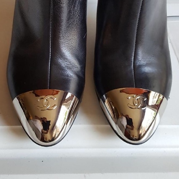 HOST PICK !!!!!Chanel CC silver cap toe booties - Picture 3 of 8